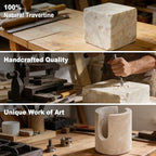 Natural Travertine Sponge Holder for Kitchen Sink Counter w A Plant-Based Kitchen Sponge, Fast Drying, Durable, Compact, Wabi-Sabi & Unique Sponge Caddy, Sink Organizer, Beige Travertine Decor