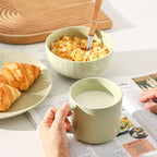 HASENSE Ceramic Cereal Bowls Set of 4, 26 Oz Embossed Soup Bowls for Kitchen, Modern Cereal Bowls, Microwave & Dishwasher Safe, Stackable Serving Bowls for Salad, Pasta, Oatmeal, Fruit, Green