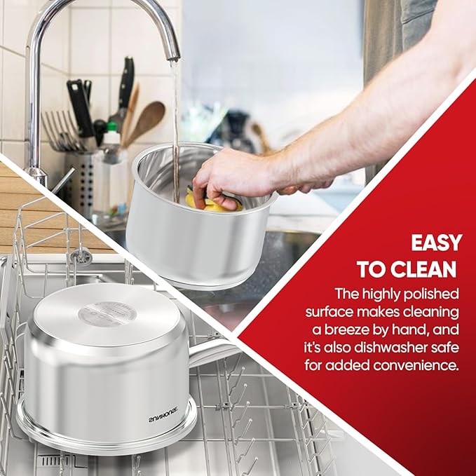 SUNHOUSE - 1.5 Quarts Stainless Steel Sauce Pan with Lid - PFOA-FREE, Stainless Steel Sauce Pan, Advanced Impact Bonding Induction Base, Stay-Cool Handle, Compatible with All Cooktops