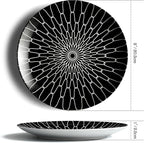 8-Inch Salad Plates Set of 6, Black White Grid Pattern Ceramic Plates, Checkerboard Design for Lunch, Pasta & Salad, Microwave & Dishwasher Safe