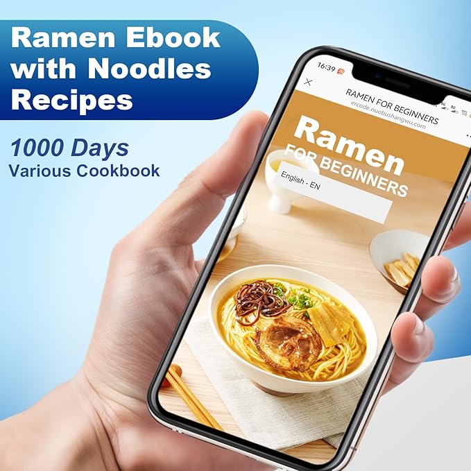 8-Inch Large Ceramic Ramen Bowl Set of 2 (9 Piece) - Microwave & Dishwasher Safe Porcelain Japanese Salad Noodles Cereal Fruit Pasta Soup Bowls with Recipes Chopsticks Forks Spoons for Men Women Gift