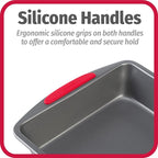 GoodCook MegaGrip Baking Pan with Silicone Grip Handles Square Non-Stick Heavy-Gauge Steel Cake Pan Baking Dish for Brownies Bread Cake Baked Goods & More,Dishwasher Safe,8x8-Inch,(Pack of 12)
