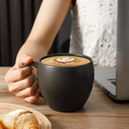 Coffee Mugs Set of 4, Stoneware 18 oz Coffee Mugs for Cappuccino Latte Cocoa and Tea, Ceramic Coffee Cups with Handle,Black Mugs for Housewarming Gifts, Microwave and Dishwasher Safe