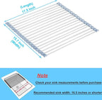Seropy Roll Up Dish Drying Rack Over Sink Over The Sink Dish Drying Rack Kitchen Dish Drainer, Folding Dish Rack for Kitchen Sink Counter Stainless Steel Mat Foldable Dish Dryer Racks 17.5" x 13.7"