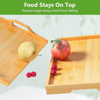Youpehom Bed Tray Table with Folding Legs,Bamboo Breakfast in Bed for Kitchen Serving Tray,Sofa,Eating,Used As Laptop Desk Snack Tray 2 Pack (Bamboo)