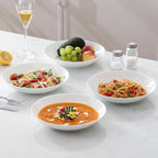 Bone China Pasta Bowls Set of 6, 23.5oz Soup Bowls White Salad Bowl, 8 inch Pasta Bowls Lightweight Wide Shallow Kitchen Plates for Serving Dinner - Microwave Dishwasher Safe, Kitchen Gifts