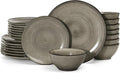famiware Tempus Plates and Bowls Sets for 8, 24 Pieces Stoneware Dinnerware Sets, Dishes Set, Reactive Glaze Dishware Sets, Dishwasher & Microwave Safe - Castle Wall