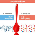 Boao 4 Pcs Silicone Spoons for Cooking 10.6 Inch Large Nonstick Serving Spoons Heat Resistant Slotted Spoon for Mixing & Stirring Kitchen Cooking Utensils, Dishwasher Safe(Red)