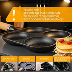Cast Iron 4-Cup Egg Pan Skillet, Small Omelette Pan, Family Breakfast Pan for Eggs, Pancakes, Sandwich & Bruger, Suitable for Gas Stove and Induction Cooktop, Natural Nonstick with Seasoning, 7.5 inch