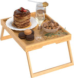 Bamboo Bed Tray Table with Foldable Legs, Breakfast in Bed Tray for Eating, Kitchen Serving Trays, Folding Table for Sofa, Beds, Eating, Working, Used As Laptop Desk Snack Trays, Large Bamboo