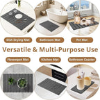 2 PCS Large Stone Dish Drying Mat for Kitchen Counter, Marbled Quick Dry Stone Dish Mats, Diatomaceous Earth Drying Pad, Foldable and Super Absorbent Dish Drying Stone Mat (Dark Gray 24"×16" & 8"×4")