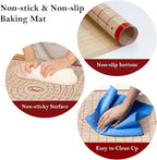 Silicone Baking Mat,28in×20in & 16in×12in Pastry Mat,Measuring Non-slip Dough mat Mats for Baking,Kneading Dough,Table Mats Red(2Pack)