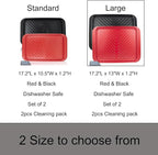 Czlizdyt Large Grilling Prep and Serve Trays, BBQ Platter for Raw and Cooked Food, Melamine Serving Trays for Food, Set of 2, Black and Red, Napkin and Cleaning Clothes Included