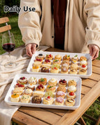 YOUBET 6 PCS Plastic Serving Trays - White Trays for Serving Food - Super Strong Disposable Platters, Heavy Duty Plastic Trays for BBQ, Picnic, Party, Wedding