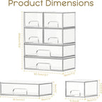 Criusia Stackable Storage Drawers, 6 Pack Clear Plastic Makeup & Bathroom Organizer, Versatile Storage Bins for Vanity, Under Sink, Kitchen Cabinets & Pantry