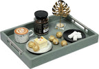 Serving Tray with Polished Metal Handles, 16.5''x12'' Rectangle Coffee Table Tray, Modern Decorative Tray, Large Ottoman Tray, Perfect for Storage and Display (Grey)