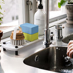 Instant Dry Sink Caddy Organizer, Stone Sink Tray with Stainless Steel Feet, Fast Drying Sponge and Soap Dispenser Holder for Kitchen and Bathroom Countertop