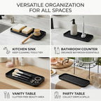 Silicone Organizer Tray, Soap and Sponge Holder for Kitchen Sink, Bathroom - Storage Tray for Dish Brush, Soap Dispenser, Dishwashing Accessories-(Black 1 Pack, 12"x4.7")