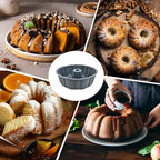 2 Pack Silicone Cake Pan Nonstick,10 Inch, Silicone Cake Molds,Pound Cake Pan, Baking for Jello,Gelatin,Cake,Brownie and Bread (Grey+Grey)