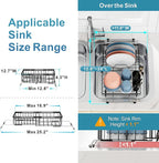 iSPECLE Expandable Dish Drying Rack for Kitchen Sink - Rust Resistant Adjustable Over the Sink Dish Drainer with Non Slip Rubber, 12.7" W x 12.8"-25.2" L, Black