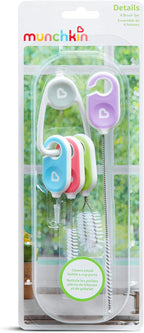 Munchkin® Details™ Bottle and Cup Cleaning Brush 4 Piece Set with Key Ring,(Pack of 12)