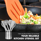 Chef Craft - Premium Silicone Kitchen Tools and Utensils Set, Non-Scratch, Withstands Temperatures up to 450°F, BPA-Free, 7 Piece Cooking Utensils Set, Gray