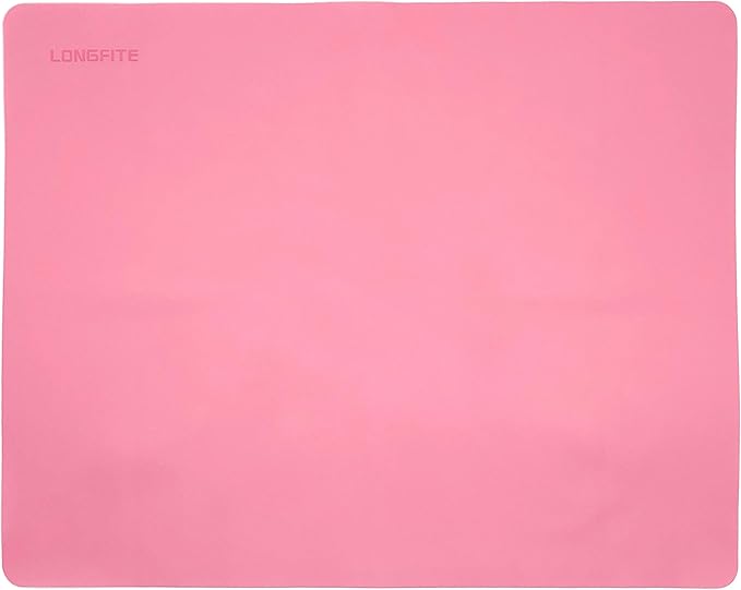 LONGFITE Silicone Baking Mat for Dough Rolling Pastry Fondant Mat Large Nonstick and Nonskid Heat Resistent, Countertop Protector, Dining Table Mat and Placemat (Large, Pink)