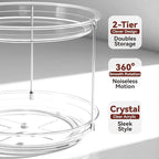 2 Tier Lazy Susan Turntable Organizer for Cabinet, 9.25'' Rotating Spice Rack Organization for Kitchen, Pantry, Bathroom, Vanity, Countertop, Medicine Storage, Seasoning Spice Organizer, 2 Pack
