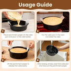 8 Inch Round Cake Pan Set of 3 - Nonstick Carbon Steel Cake Baking Pans with 100 PCS Parchment Paper, Dishwasher Safe, Durable for Layer Cakes, Birthday & Christmas Baking