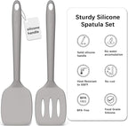 Coukre 2 Pack Silicone Spatula Set, High Heat Resistant, BPA Free Kitchen Spatula, Solid & Slotted Turner for Non-Stick Pans, Sautéing, and Flipping(2, PureGray)