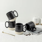 HASENSE Ceramic Coffee Mugs Set, 15 oz Large Coffee Cups Set of 4, Tea Cups with Handle for Men and Women, Latte Mugs for Coffee, Tea, Milk, Hot Chocolate, Microwave Dishwasher Safe, Black