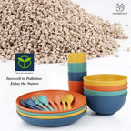Homienly Wheat Straw Plates and Bowls Sets, 20 PCS Dishes Dinnerware Sets,Unbreakable Microwave and Dishwasher Safe Dish Set, Reusable Kids Plates and Bowls Sets for Kitchen, Outdoor, RV (Multicolor)