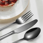 20 Pieces Black Flatware Set for 4 Silverware Stainless Steel Cutlery Luxury Forks Knives Spoons Modern Eating Utensils Double Line Edges Handle