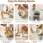 Matcha Set with Dog Pattern, Japanese Matcha Whisk Set Includes Matcha Bowl with Spout, Whisk Holder, Bamboo Whisk and Scoop, Matcha Sifter, 17 oz Ceramic Matcha Kit for Tea Lovers (Beige)