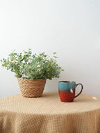 Bosmarlin Ceramic Coffee Mug Set of 4, 17 Oz, Coffee Cups with Big Handle, Microwave Safe, Unique Reactive Glaze (Blue&Red)