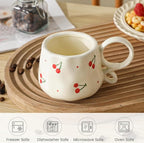Ceramic Cute Mug For Women,Pretty Coffee Mug,9 oz,Nnique Espresso Mug.Hand-Painted Tea Cup for Women