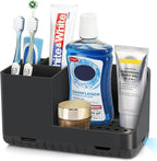 PARKMANI Toothbrush Holders for Bathrooms, Kids Electric Toothbrush and Toothpaste Holder, Toothbrush Organizer with Drainage, Tooth Brush Holder for Bathroom Countertop Organizer (Black)
