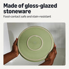 Amazon Basics Glazed Stoneware Dinner Plates, Ceramic 4-Piece Set, Microwave and Dishwasher-Safe, 10.5 in., Olive