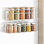Magnetic Spice Rack for Refrigerator Magnetic Fridge Shelf for Kitchen Spice Organizer Magnetic Shelf for Fridge Space Saving White 2 Pack