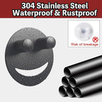 Stainless Steel Smiley Face Sponge Holder with Adhesive Hook - No Falling Risk, Rustproof Sink Sponge Holder for Kitchen, Bathroom&RV Apartment, Keep Happy Face Sponges Dry and Odor Free, Black