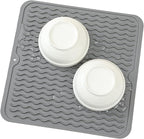 MicoYang Silicone Dish Drying Mat for Multiple Usage,Easy clean,Eco-friendly,Heat-resistant Silicone Mat for Kitchen Counter or Sink,Refrigerator or Drawer liner Grey M 12 inches x 12 inches