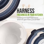 Zulay Kitchen 12 Piece Plastic Mixing Bowls with Leak-Proof Lids Set - Microwave and Freezer Safe Kitchen Mixing Bowls for Preparing, Serving and Storing - Large Nesting Bowls (Navy Ombre)