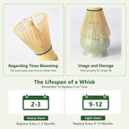 Matcha Whisk Set 11 Pcs - Japanese Matcha Kit with Bamboo Chasen, Ceramic Bowl with Spout, Scoop, Sifter, Towel - Tea Ceremony Gifts for Matcha Lovers, Christmas, Beginners, Birthday (Green)