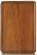1 pcs 15"x 10" Solid Acacia Wood Serving Tray Rectangular Wooden Serving Platter Natural Wooden Board for Bar Coffee Party