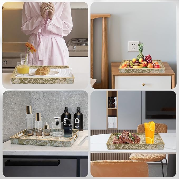 AGIOTA Coffee Table Trays for Living Room Serving Tray with Handles, Modern Large Tray for Ottoman Coffee Table