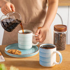 vancasso Bonita Ceramic Coffee Mug Set of 6,16 Oz Coffee Cups with Large Handle for Tea,Latte,Cappuccino,Milk,Cocoa,Dishwasher&Microwave Safe(Blue)
