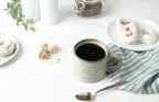 KooK Glazed Coffee Mugs, Ceramic, Microwave & Dishwasher Safe, 13 oz, Java/Slate Lined, Set of 2