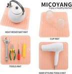 MicoYang Silicone Dish Drying Mat for Multiple Usage,Easy clean,Eco-friendly,Heat-resistant Silicone Mat for Kitchen Counter or Sink,Refrigerator or Drawer liner Pink M 12 inches x 12 inches