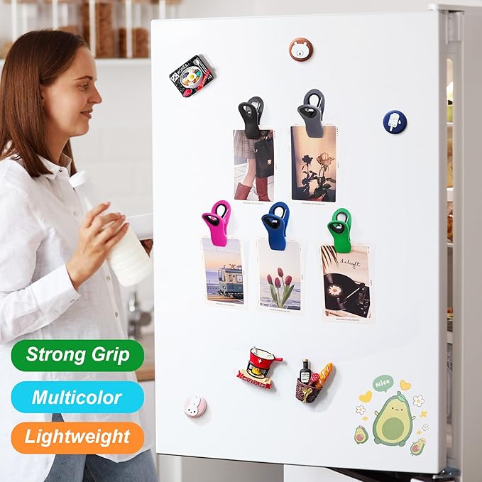 12 Pack Chip Clips, Bag Clips, Office Paper Clamps, Binder Clips, Food Clip Heavy Duty, Magnetic Clip for Food Storage, Snack, Fridge, Kitchen