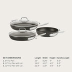 All-Clad HA1 Hard Anodized Nonstick Fry Pan Set – 5-Piece Cookware, 8", 10", 12" Skillets with Lid, Induction Compatible, Oven Safe to 500°F, Lid Safe to 350°F, Black
